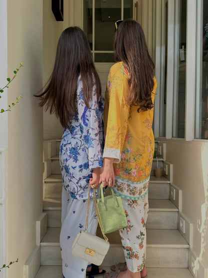 Bluebird bloom– 2 Piece Swiss Lawn Co-ord Set