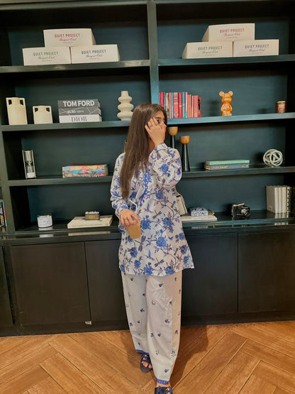 Bluebird bloom– 2 Piece Swiss Lawn Co-ord Set